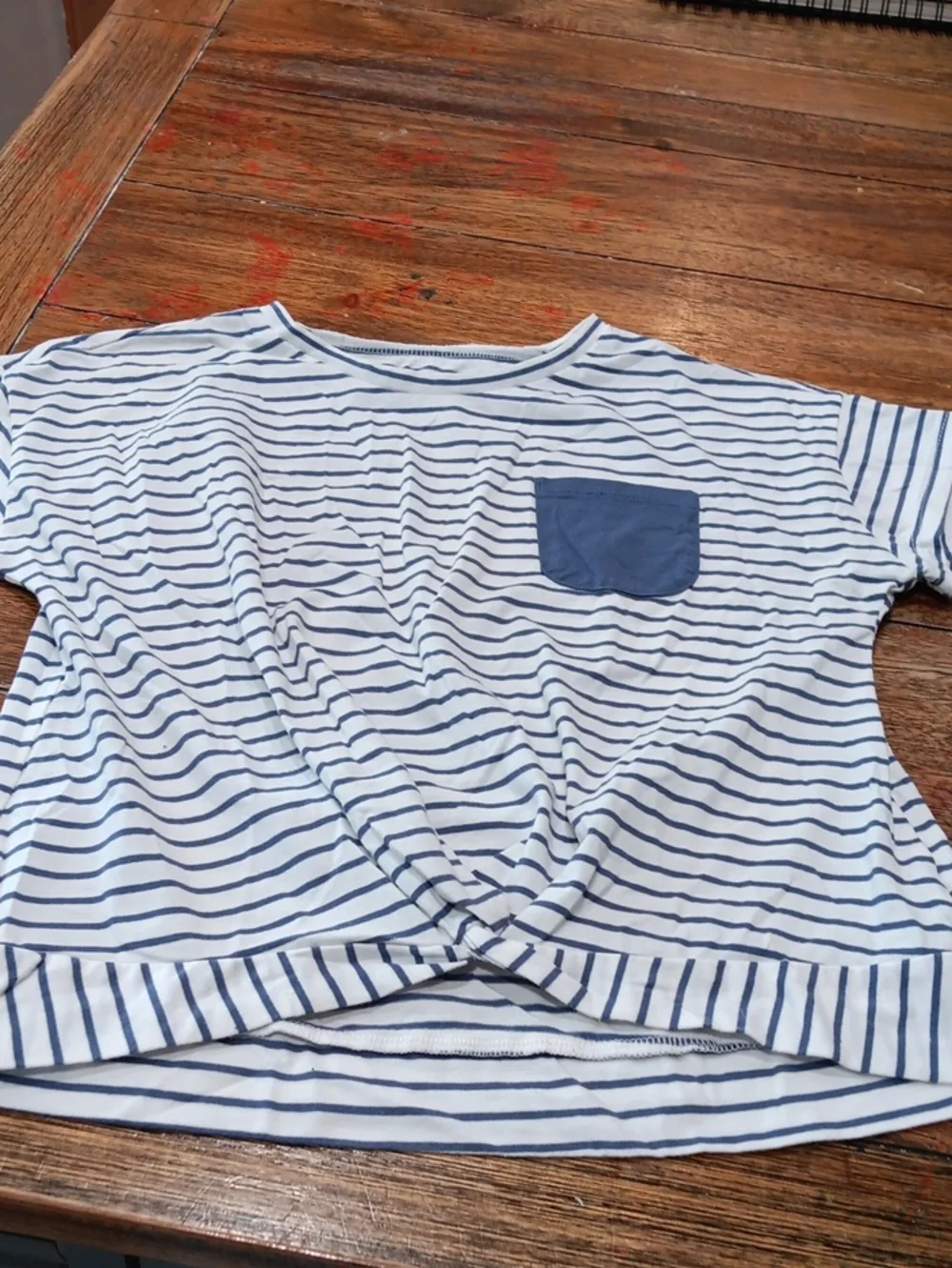 Oshkosh Girls Shirt Blue And White Stripe.